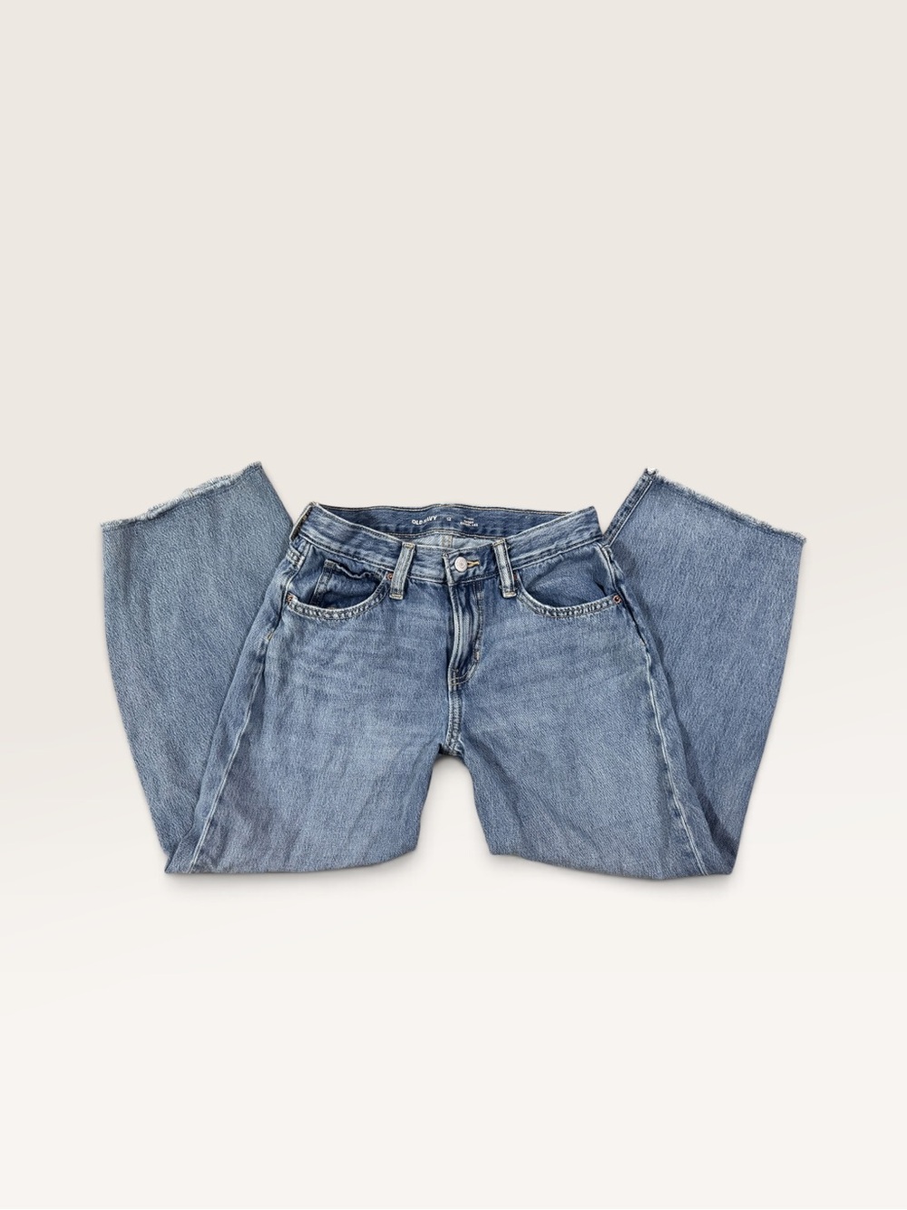 Old Navy Girls Mid Rise Baggy Barrel Leg Jeans Size 12 Medium Wash